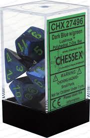 7 Dark Blue/green Lustrous Polyhedral Dice Set - CHX27496